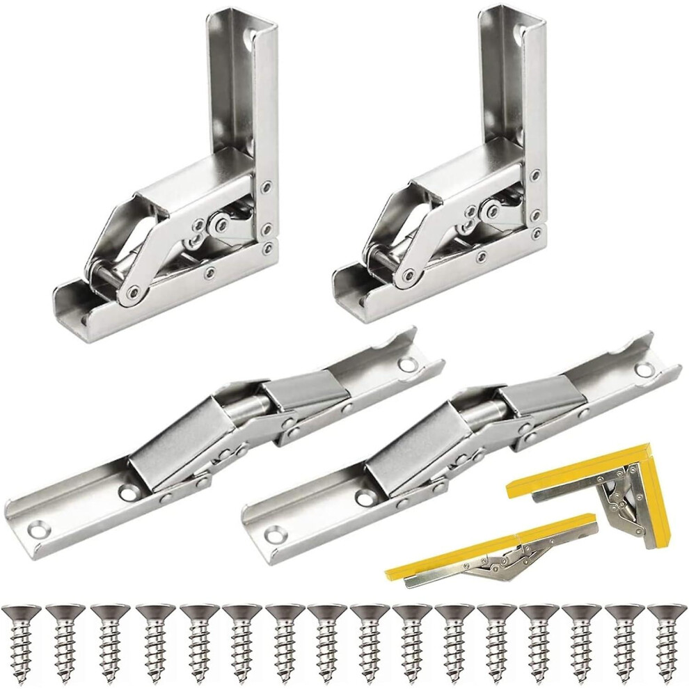 Kikidex (As Show, One Size) Furniture Hinge, 90 Degree Hinge 4Pcs Folding Hinge Door Folding Cupboard Shelf Invisible Screw-In Hinge