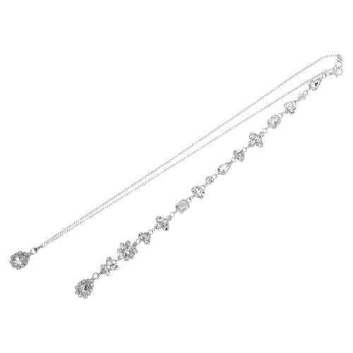 Back Chain Mode Halsband Lång Anhängare Silver