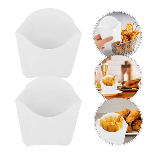 24Pcs Engångs Pommesfriteshållare Vit Pappersbehållare 2