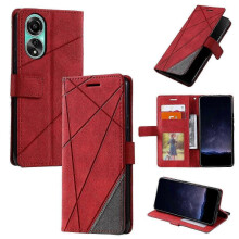 (Red) Case for OPPO A78 4G Leather Magnetic Folio Cover with Card Holder ...