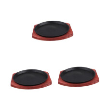 Cast Iron Sizzling Fajita Pan Thick 3pc Nonstick Griddle, Induction And Gas Stove Compatible, For Steaks Chicken BBQ