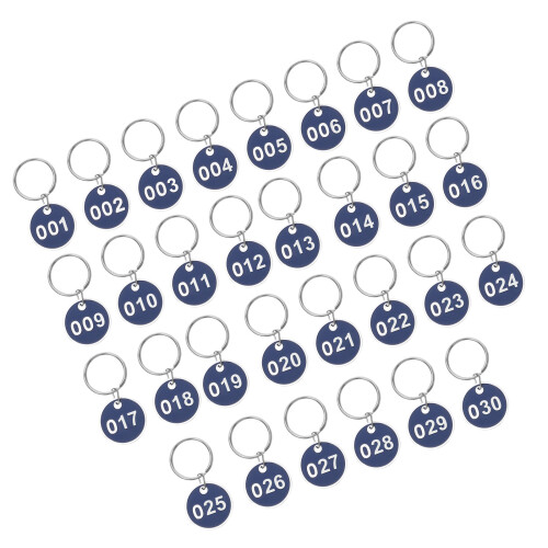 1 Set Aluminiumnummerplattor Nyckelring Blå 1-30