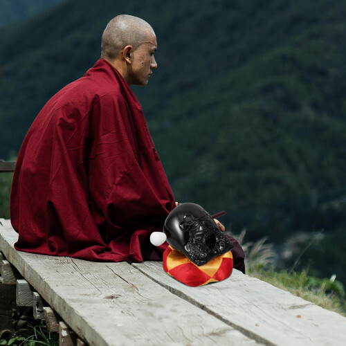 1 Set Tempelmeditation Konstgjord Buddha Träblock 2