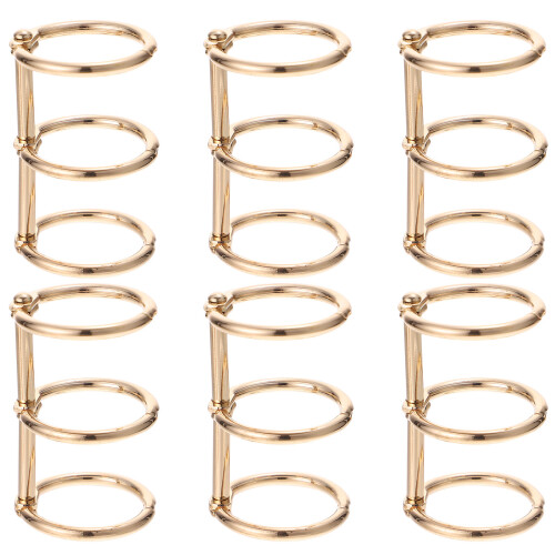 6Pcs Legering Häftklammer Bokringar Löst Blad Häftlås Guld
