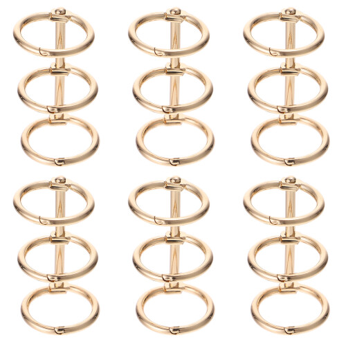6Pcs Legering Häftklammer Bokringar Löst Blad Häftlås Guld 2
