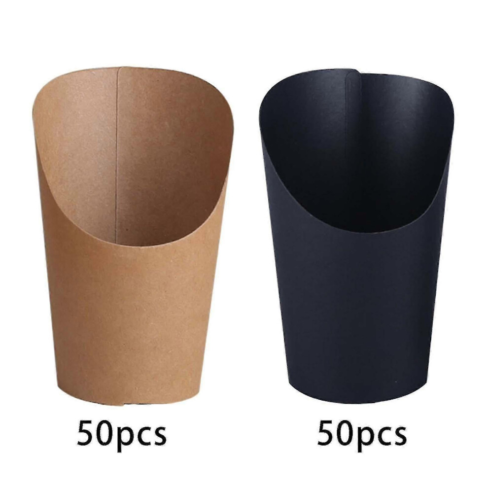 Kikidex (As Show, Black) Egg Waffle Paper Cup Kraft Paper Cups Holder Thickened For Food Trays Store