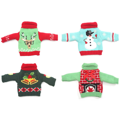 Pull de noël couverture de bouteille de vin-bonhomme de neige 2