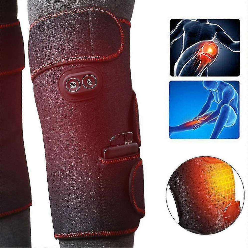 Kikidex (As Show, 2Pcs) Electric Heated Knee Massage Warm Pads Arthritis Pain Relief Brace Pads