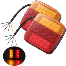 (As show, One size) 2 PCS LED Tail Light Light Red & Amber & White Multifunctional Trailer Truck Caravan Van Boat Lamp License Light Light, 12V