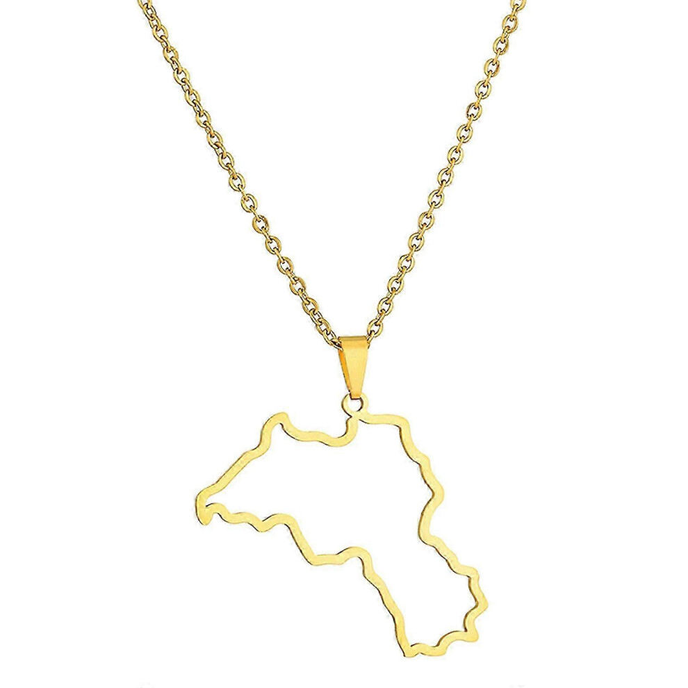 Kikidex (As Show, ) Trendy Kurdistan Map Shaped Pendant Necklace Map And City Necklace Long Choker Gothic Party Fashion Jewelry Silver