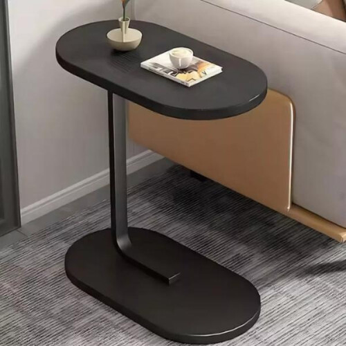 (Black) C-Shaped Compact Sofa Side End Table Coffee Laptop Table Living Room Bedroom UK