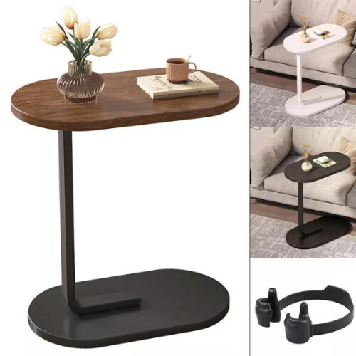 (Black) C-Shaped Compact Sofa Side End Table Coffee Laptop Table Living Room Bedroom UK 1