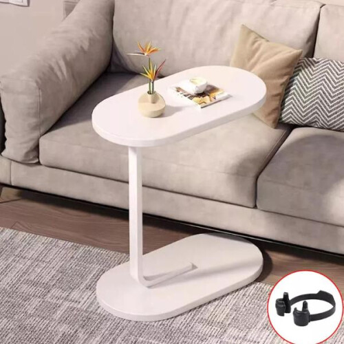 (White) C-Shaped Compact Sofa Side End Table Coffee Laptop Table Living Room Bedroom UK 2