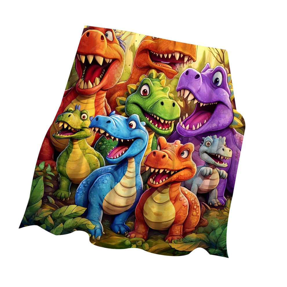 Portable Dinosaur Print Flannel Blanket Easy To-150x130cm