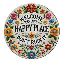 Seasonal Metal Plaque Welcome To Happy Place Florals Sign-S C