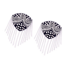 Elegant Metal Epaulettes With Crystals Fringes Detail-silver