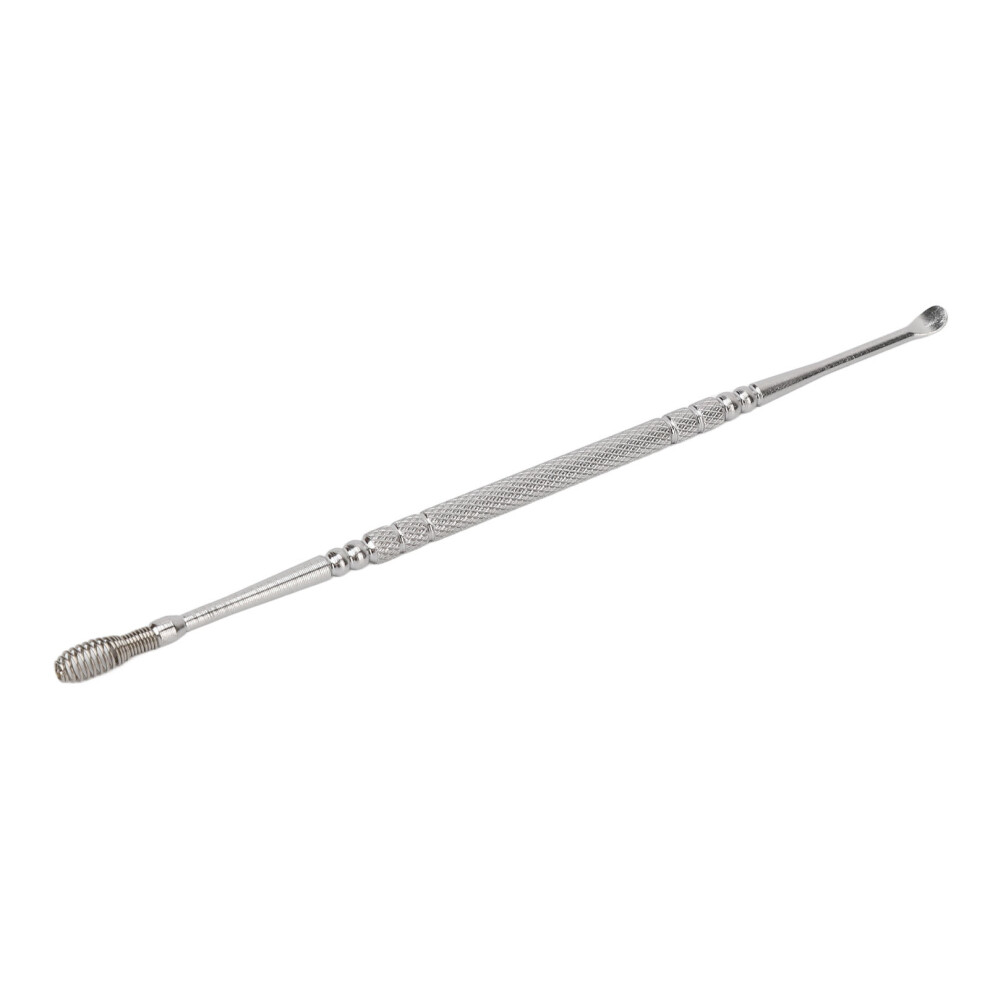 Double Head Stainless Steel Ear Spoon, Ergonomic, Glossy Silver