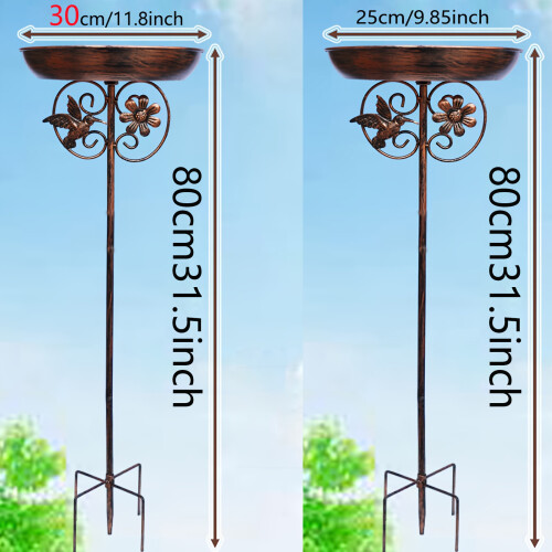Multifunctional Garden Bird Bath Feeder Stake Spikes with Iron 2