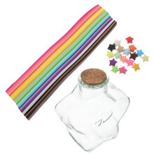 1 Set Origami Stjärnpappersstrimma Med Flaska Lyckostjärnor