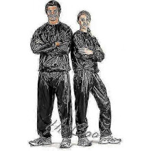 (3XL, Black) Anti rip sweat suit for sauna unisex workout slimming clothes