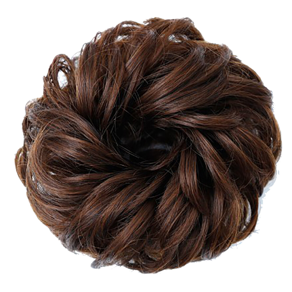 Unisex Brown (Light ) Curly Bun Wig For Women Soft Fluffy Matte Light