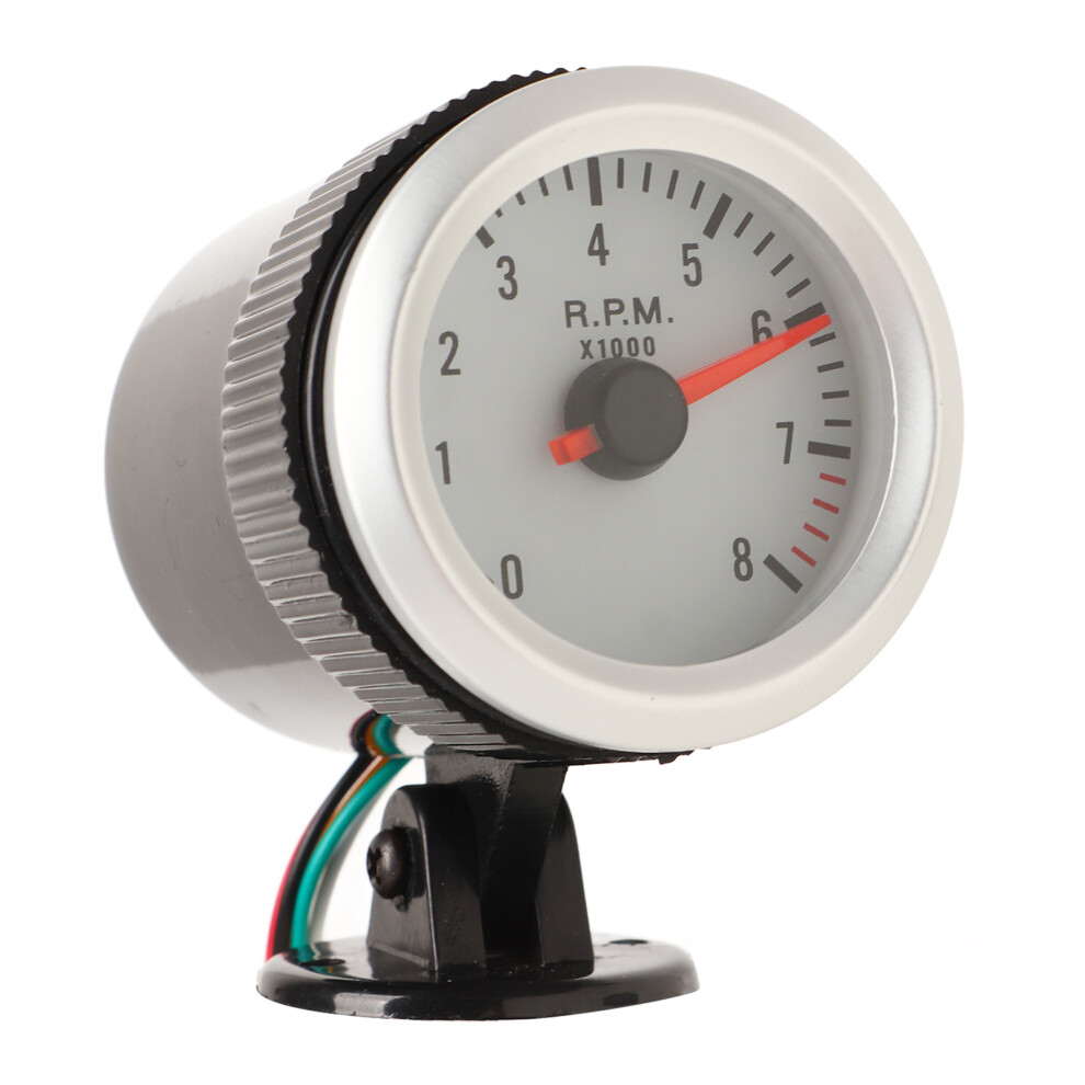 2In 52Mm Led Tachometer Dial For Gasoline Cars 1/4/6/8 Cyl White 6941356791133
