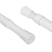 (White 55-90CM) Extendable Curtain Poles No Drill Spring Net Curtain Pole 84-150cm Voile Curtain Tension Pole Adjustable Telescopic Rods Extendable