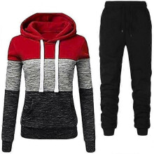 (S, Red) Sweatshirt Sets for Women Oversized Pullover Hoodie Sweatshirt Matching Sweatpants Tracksuit Lounge Set