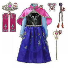 (2-3T (100), 6PCS Anna Dress Set) Girls" Frozen Princess Dress: Sequined Mesh Ball Gown For As Elsa Or Anna