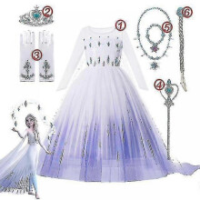 (11-12T (150), 6PCS Elsa Dress Set2) Girls" Frozen Princess Dress: Sequined Mesh Ball Gown For   As Elsa Or Anna