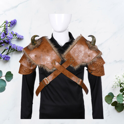 2 Delar Manlig Cosplay Rustning Pu Axelpansar Viking 1