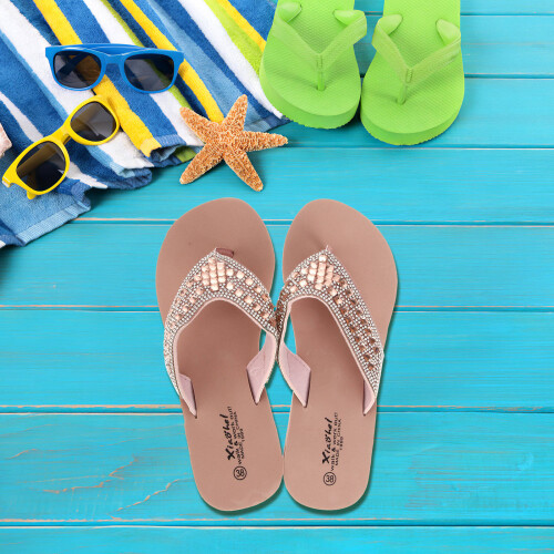 1 Par Beach Slipsole Flip-Flops Perlemor För Kvinnor 1