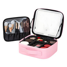Trousse de maquillage éclairée avec lumières LED intégrées,-Rose