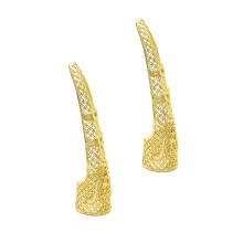 2St Royal Style Fingerfäste Långa Gyllene Håligr Design Fin Nail Cover