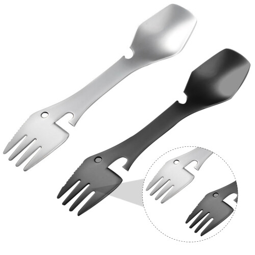 2St Multifunktionell Camping Spork I Rostfritt 1