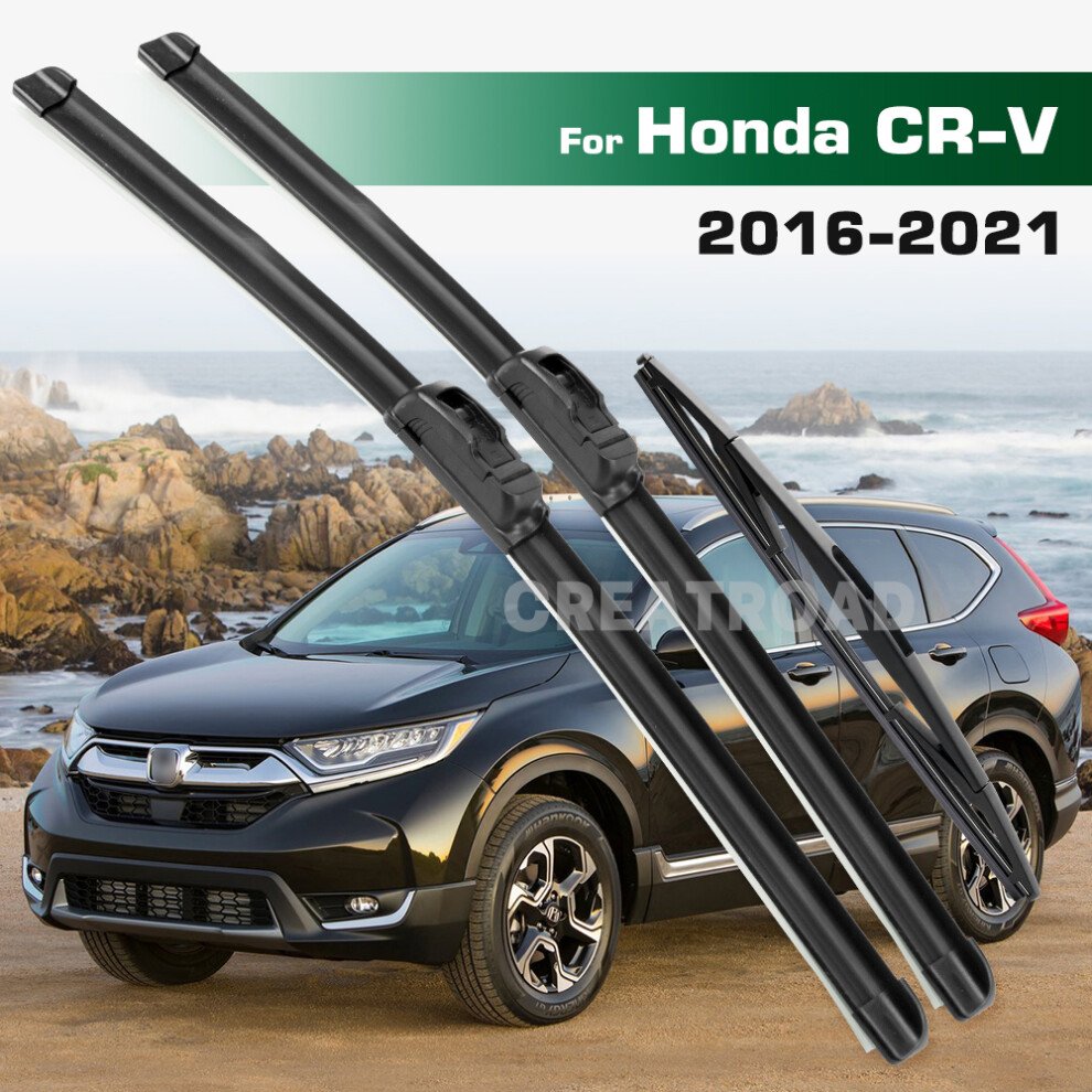 (3Pcs) Wiper Lhd&Rhd Front & Rear Wiper Blades Set For Honda Cr-V Crv Mk5 2016 - 2021 Windshield Windscreen Window Brushes 6935159275457
