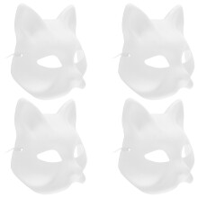 4St Djurmasks Halvmask Katt Målarfärdig Festpappersmask