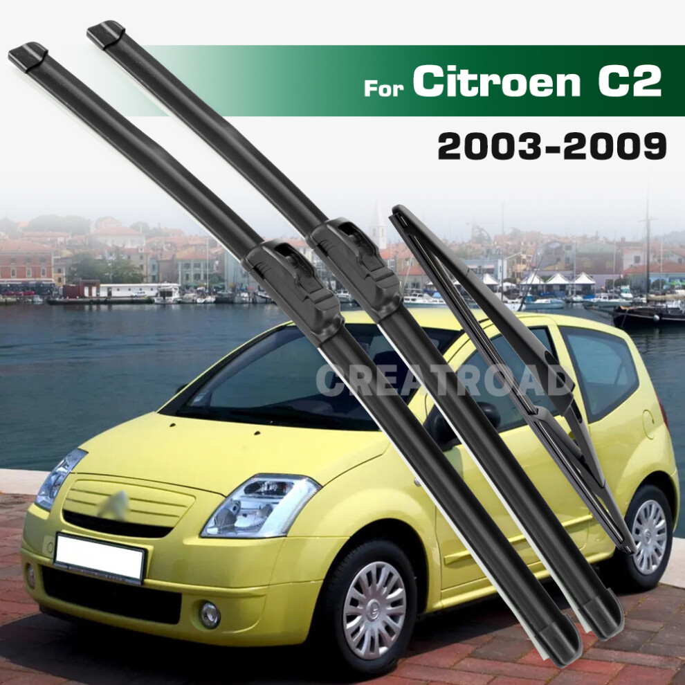 (3Pcs) Wiper Lhd&Rhd Front & Rear Wiper Blades Set For Citroen C2 2003 - 2009 Windshield Windscreen Window Brushes 6935159275280