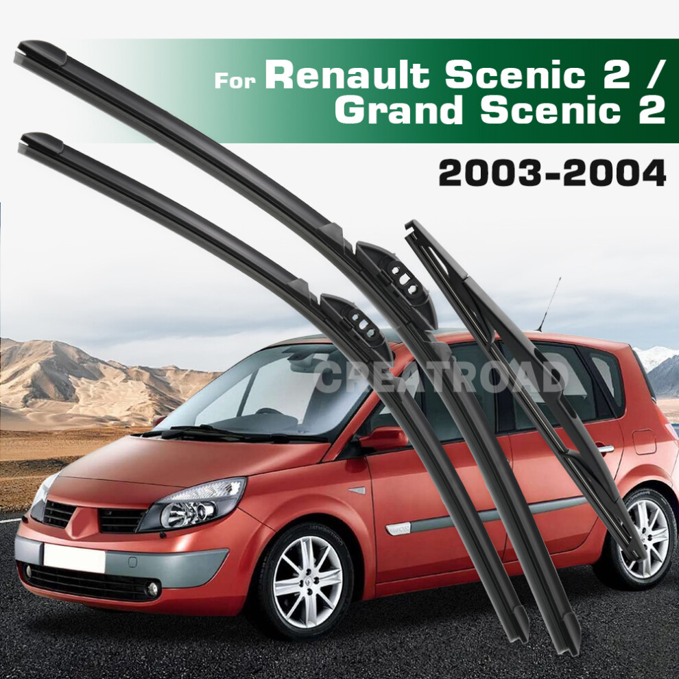 (3PCS) Wiper LHD&RHD Front & Rear Wiper Blades Set For Renault Scenic 2 / Grand Scenic 2 2003 - 2004 Windshield Windscreen-image-OPC-PMJVSRH-NEW