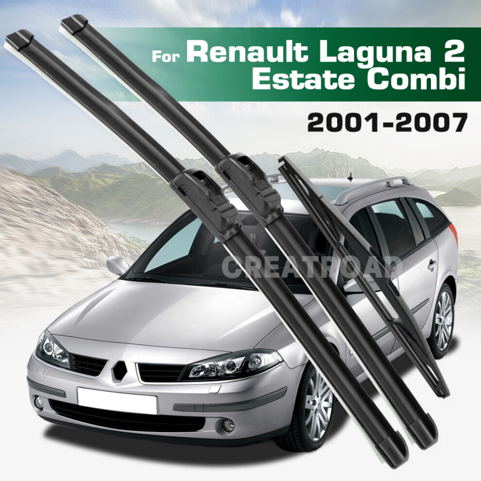 (3PCS) Wiper LHD&RHD Front & Rear Wiper Blades Set For Renault Laguna 2 Estate Combi 2001 - 2007 Windshield Windscreen-image-OPC-PMJVSSQ-NEW