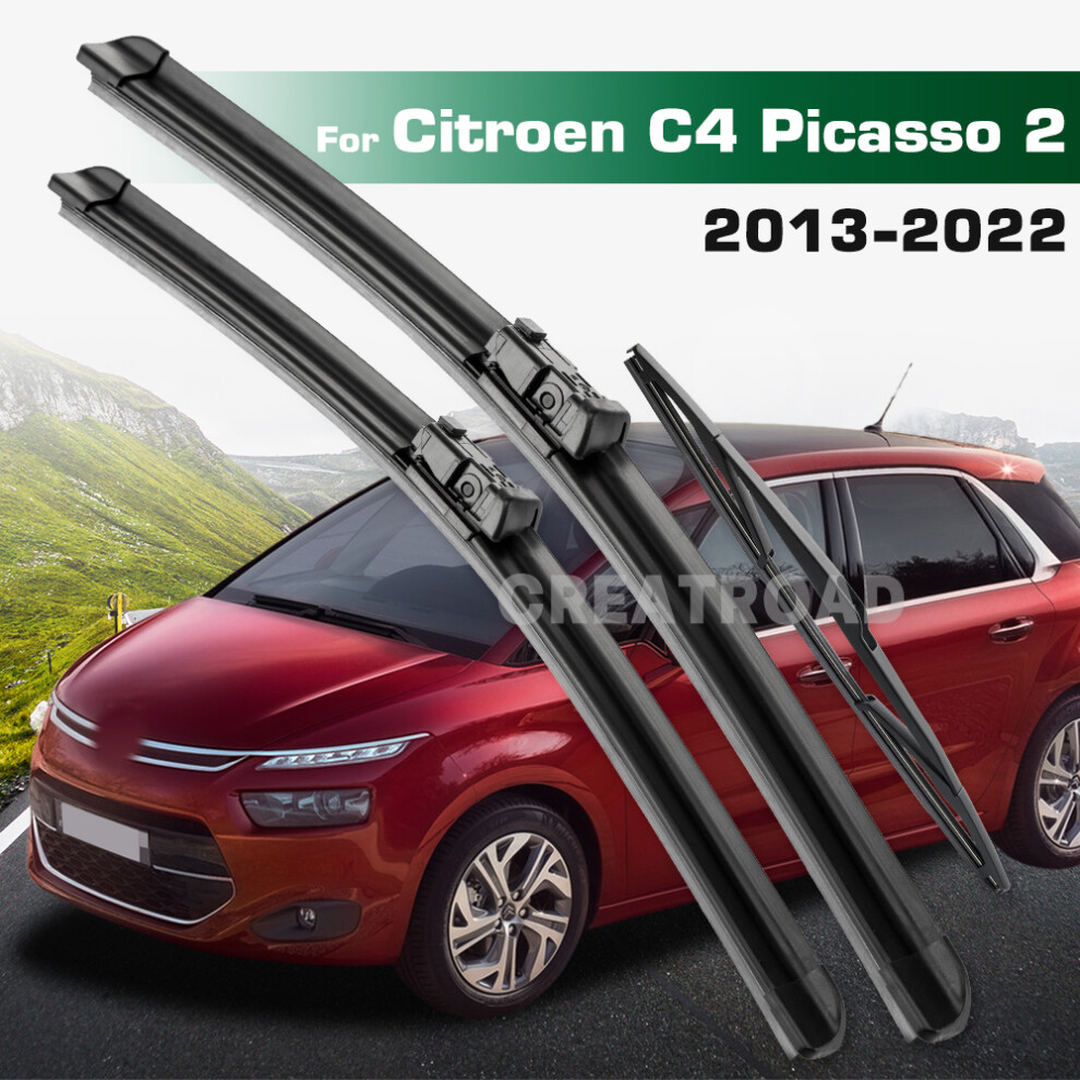 (3Pcs) Wiper Lhd&Rhd Front & Rear Wiper Blades Set For Citroen C4 Picasso 2 2013 - 2022 Windshield Windscreen Window Brushes 6935159274566