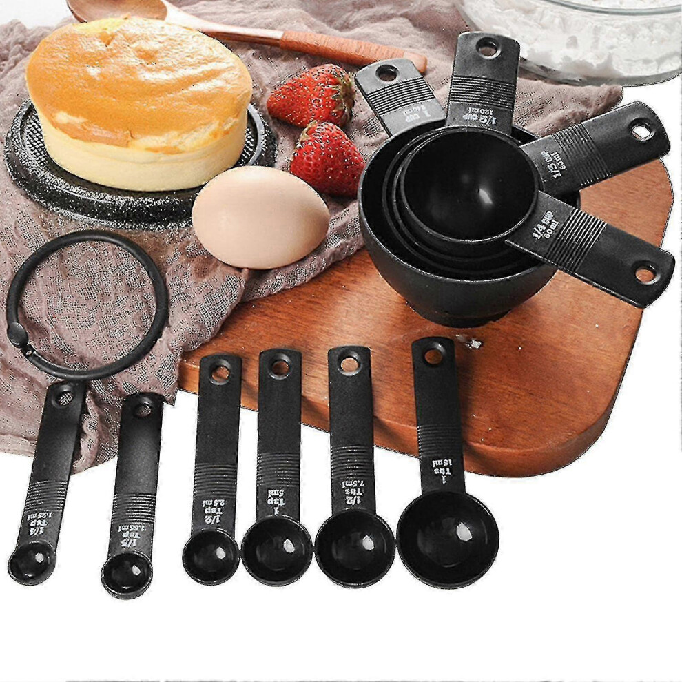 Zekai 10 Piece Measuring Spoons And Scoop Set (Black) Black