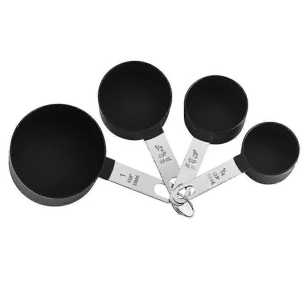 Stackable Measuring Cups with Stainless Steel Handle for Measuring Dry and Liquid Ingredients - Black