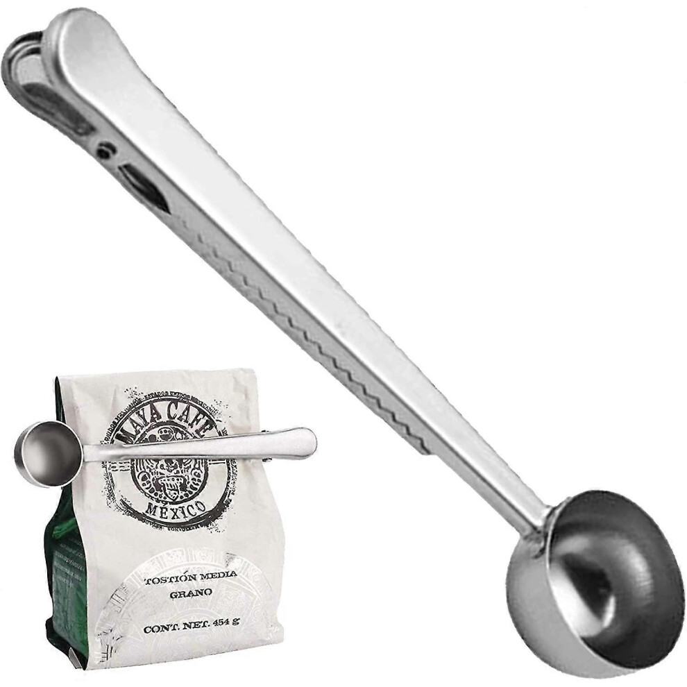 18cm Coffee Scoop with Bag Clip, Measuring Coffee Spoon, for Ground Coffee and Beans, Stainless Steel Coffee Scoop, Kitchen Utensils, 1 Tablespoon
