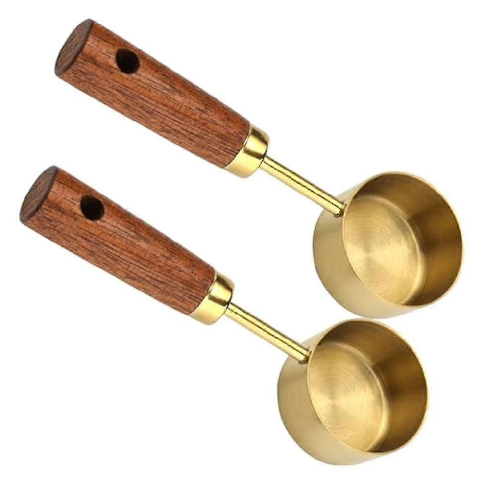 Stainless steel coffee spoon for ground coffee, 15ml coffee measuring spoon with wooden handle.