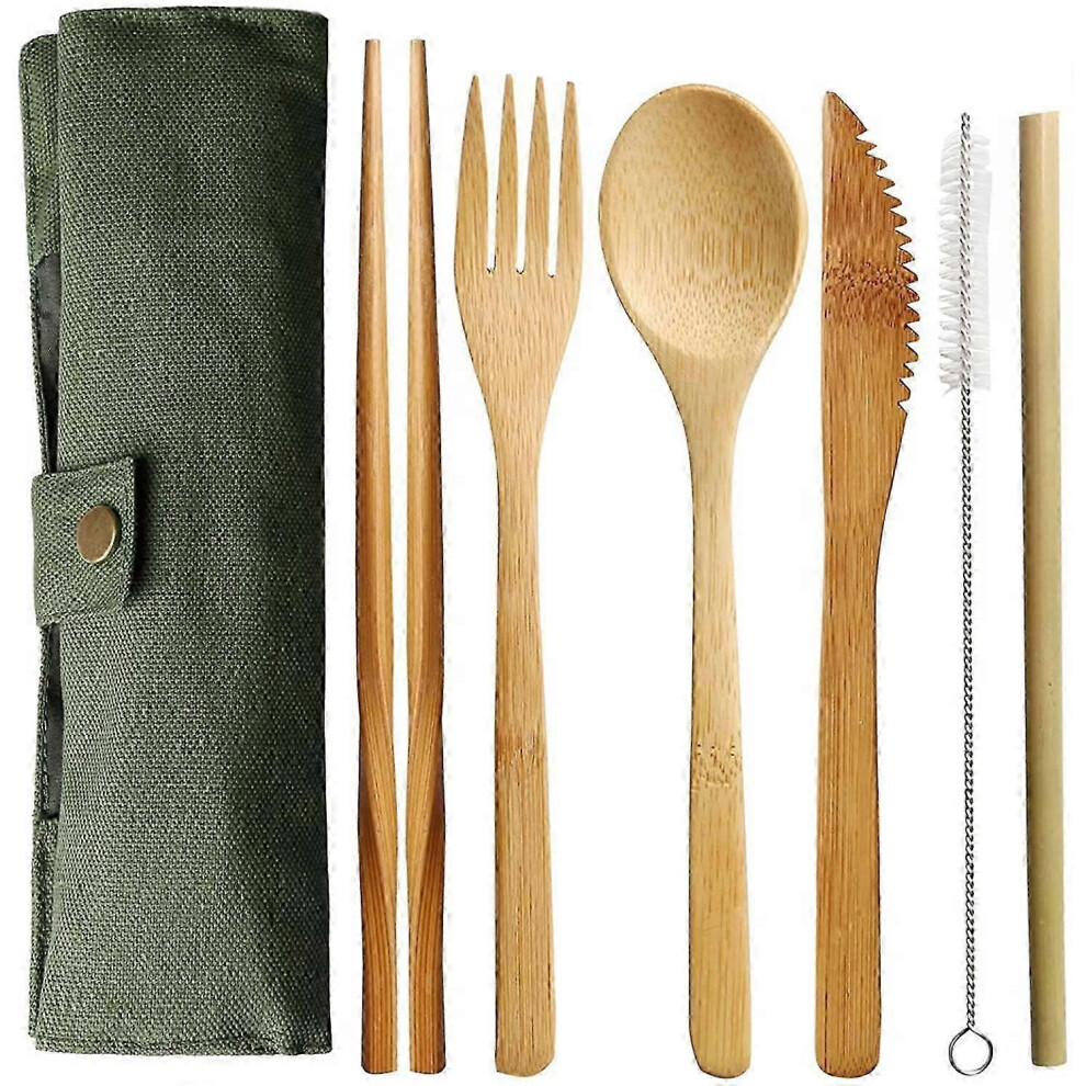 Bamboo Cutlery Set, Reusable Bamboo Utensils, Eco-Friendly Travel Tableware