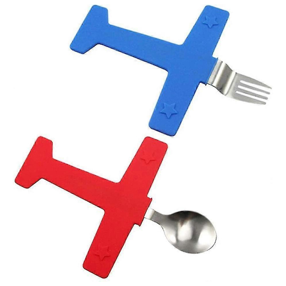 Kids Stainless Steel Dinnerware Set with Airplane Fork and Spoon