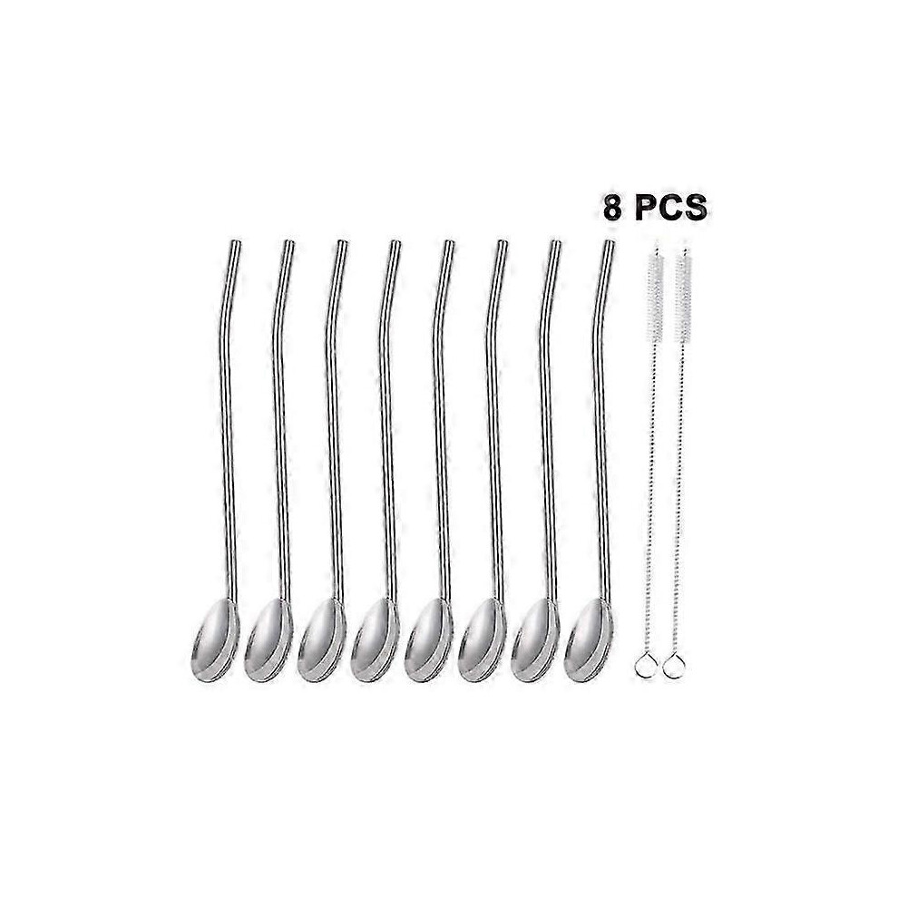 8-piece stainless steel straw spoon