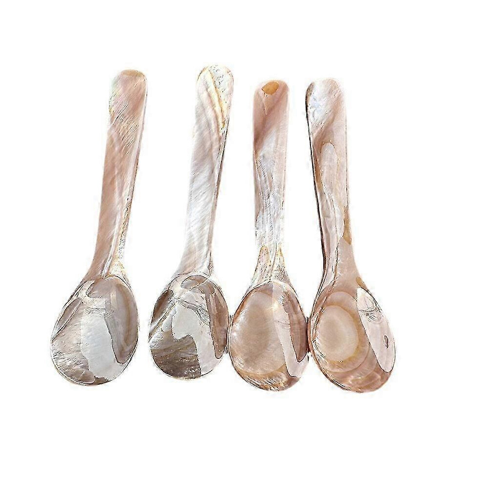 New Set Of 4 Mother-Of-Pearl Caviar Spoons, 11 Cm, With Round Handle