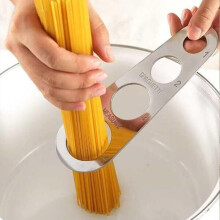 (Silver, one-size) Stainless Steel Pasta Measuring Tape, 1 Count 4 Hole Pasta Measuring Ruler, Kitchen Cooking Measuring Utensils